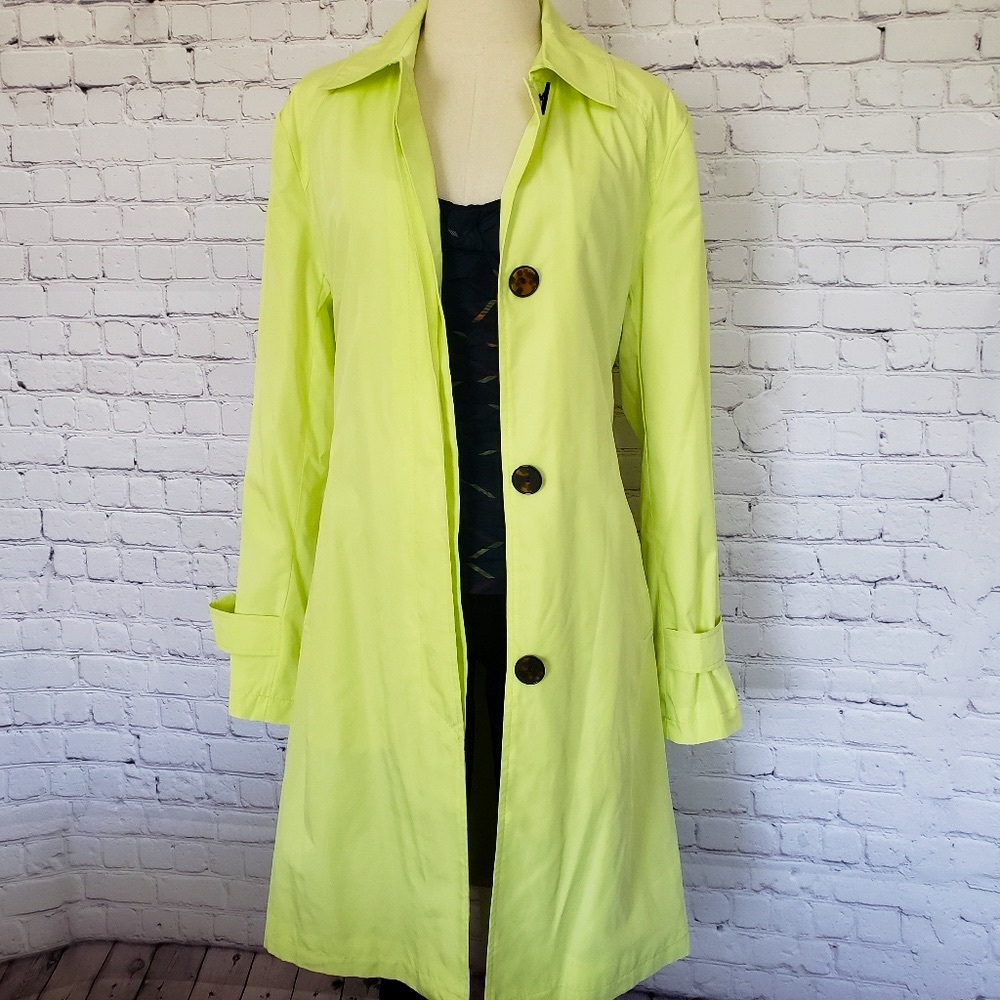 SAM EDELMAN Clean Cut Rain-Blocking Belted Sam Green Trench Coat--NWT--L